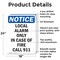 Signmission Local Alarm Only In Case Of Fire OSHA Notice Sign, Aluminum, 18in W x 24in L, 2PK OS-2PACK-NS-A-1824-V-14026 - alternate 5